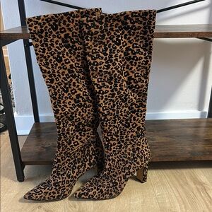Leopard Print Knee-High Boots